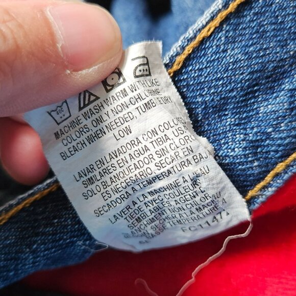 Wrangler Jeans Mens 44X30 Rugged Wear Red Fleece Lined Workwear Blue Denim - Picture 5 of 10